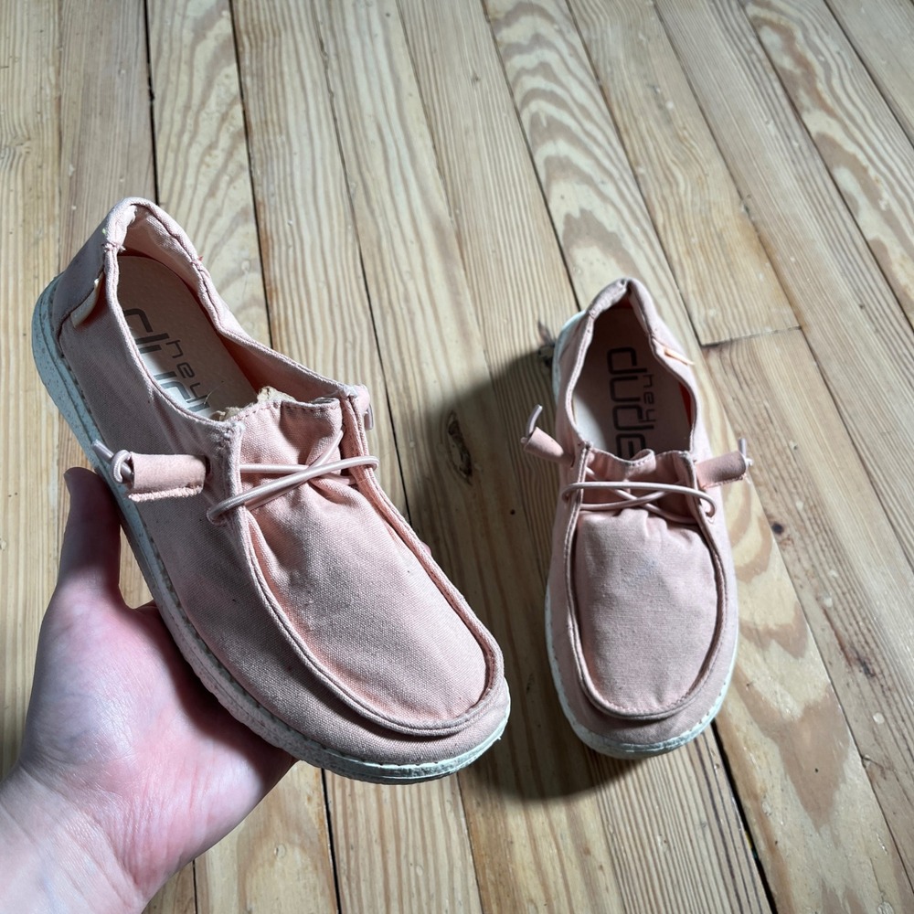 Hey Dude Wendy Slip On Loafers Womens 5 Antigua Rose Pink Canvas Shoes